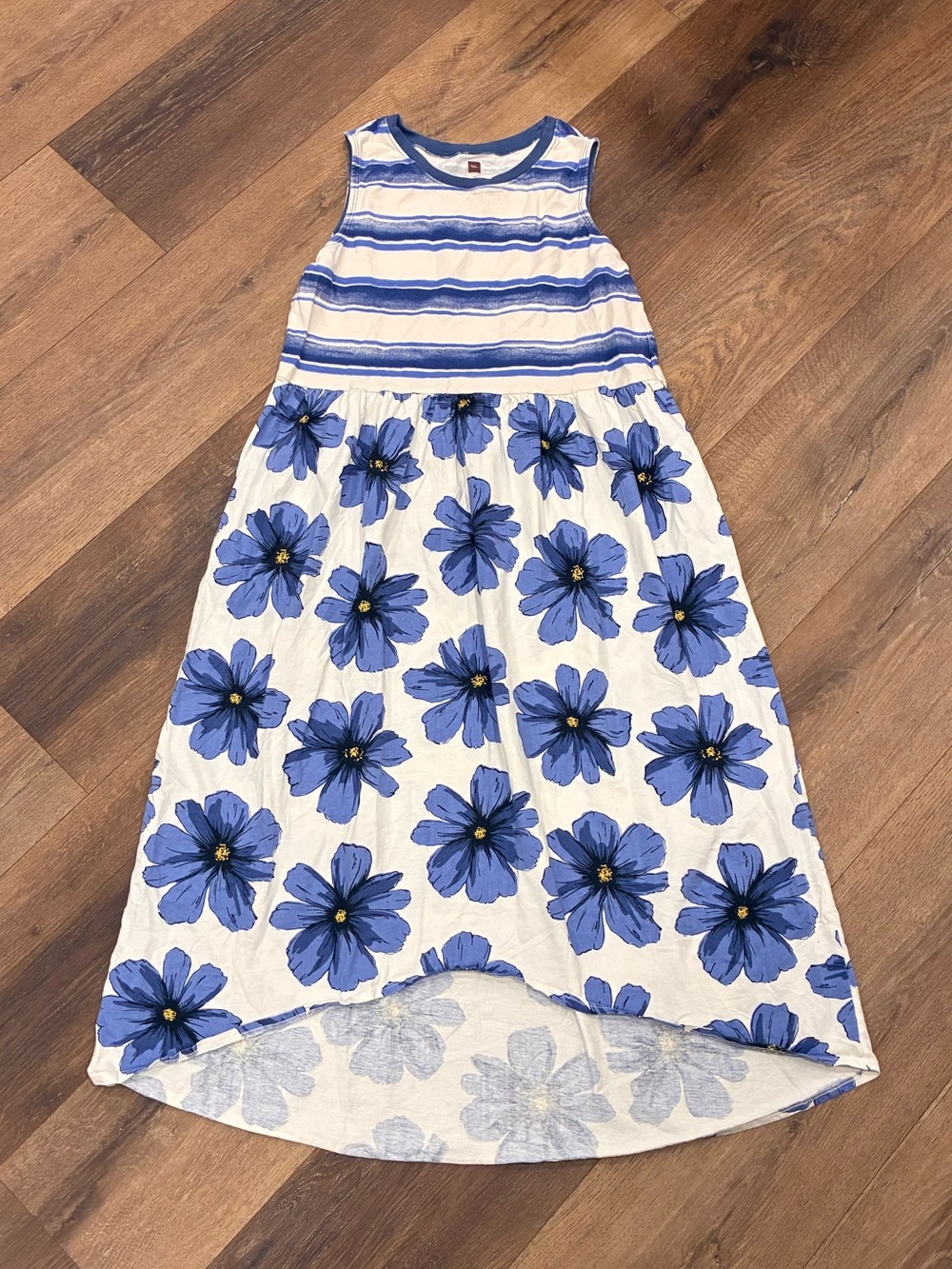 Tea Collection Blue Floral High Low Summer Dress Outfit 12 Girl